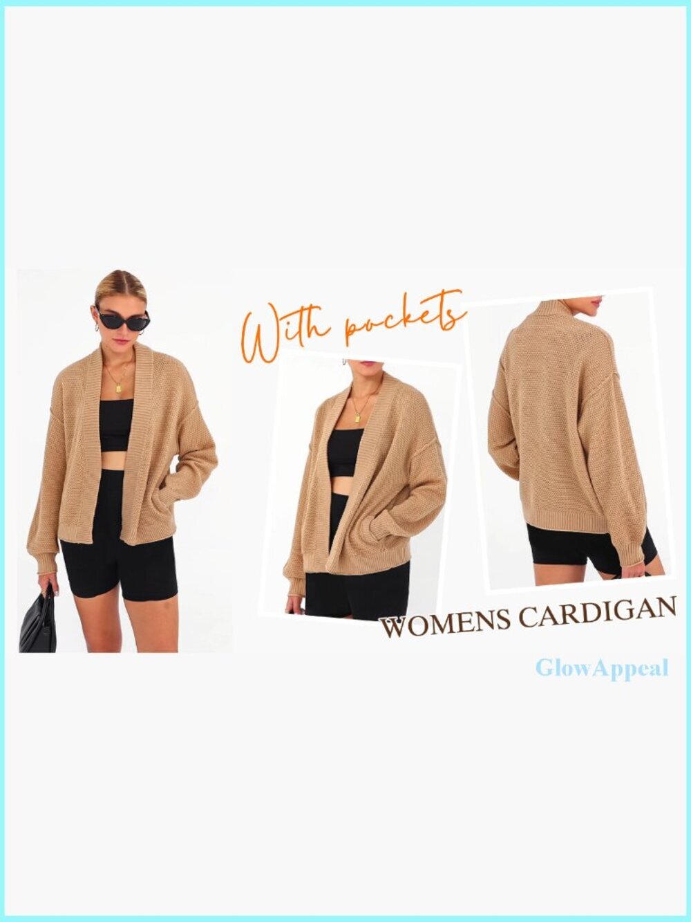 Oversized V-Neck Cardigan Sweater, Lightweight Knit, Loose Fit, Long Sleeve - Picture 6 of 7